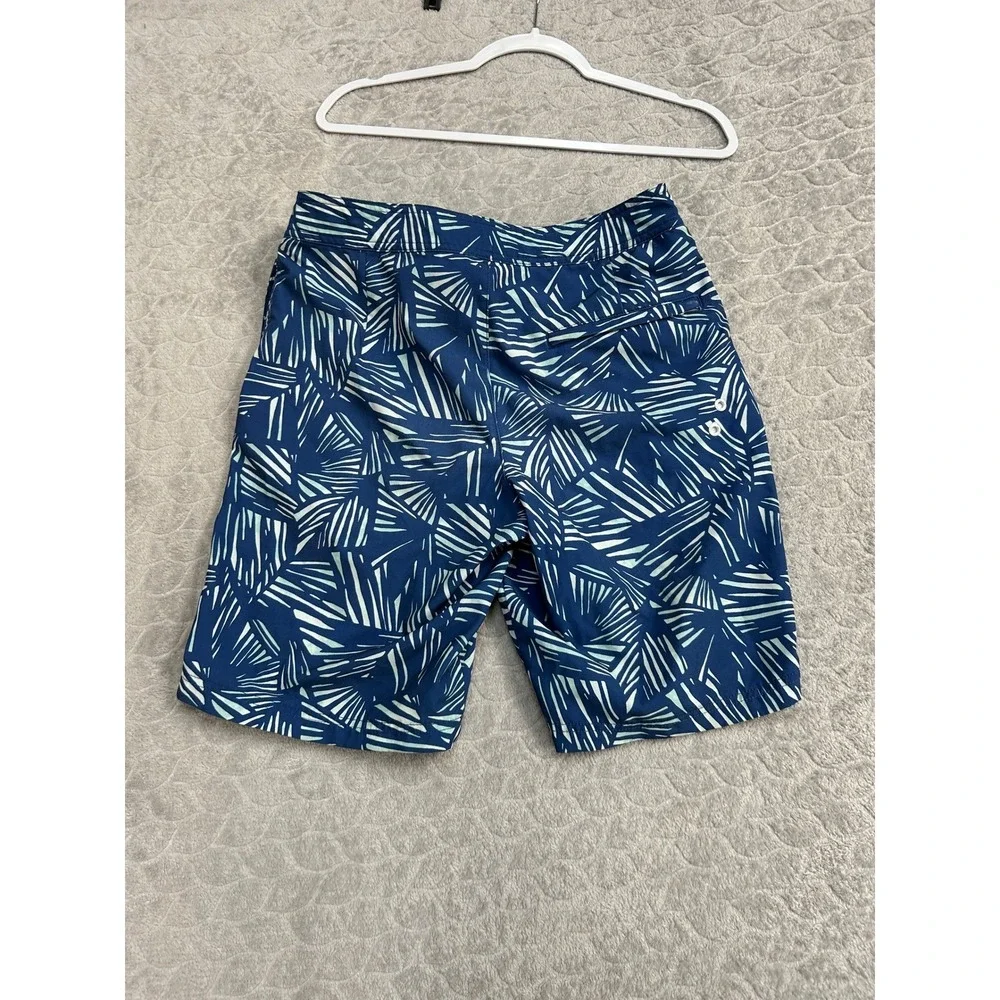 American Eagle Mens Board Shorts Blue Green Abstract Palm Leaf Swim Trunks Small